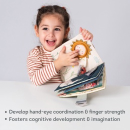 Taf Toys Fantasy Busy Book – Książeczka edukacyjna Przeciwieństwa 18m+ z zamkami, klamerkami i zabawami sensorycznymi