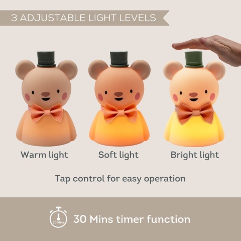 Taf Toys Lampka Nocna Mały Miś – silikonowa, łagodna lampka dla niemowląt Taf Toys Lampka Nocna Mały Miś – silikonowa, łagodna lampka dla niemowląt