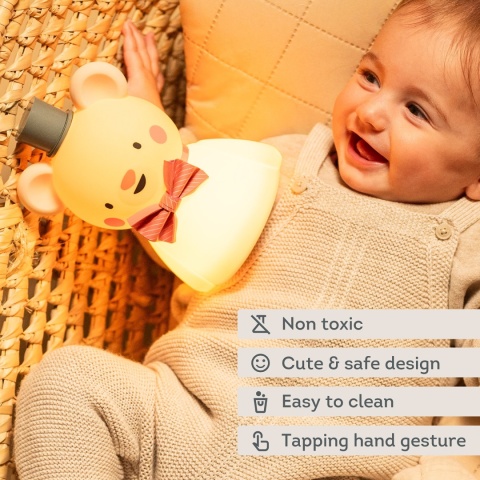 Taf Toys Lampka Nocna Mały Miś – silikonowa, łagodna lampka dla niemowląt Taf Toys Lampka Nocna Mały Miś – silikonowa, łagodna lampka dla niemowląt