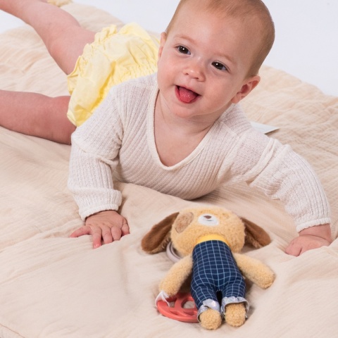 Taf Toys Pies Daniel – przytulanka i gryzak dla niemowląt 0m+ z funkcjami sensorycznymi Taf Toys Pies Daniel – przytulanka i gryzak dla niemowląt 0m+ z funkcjami sensorycznymi